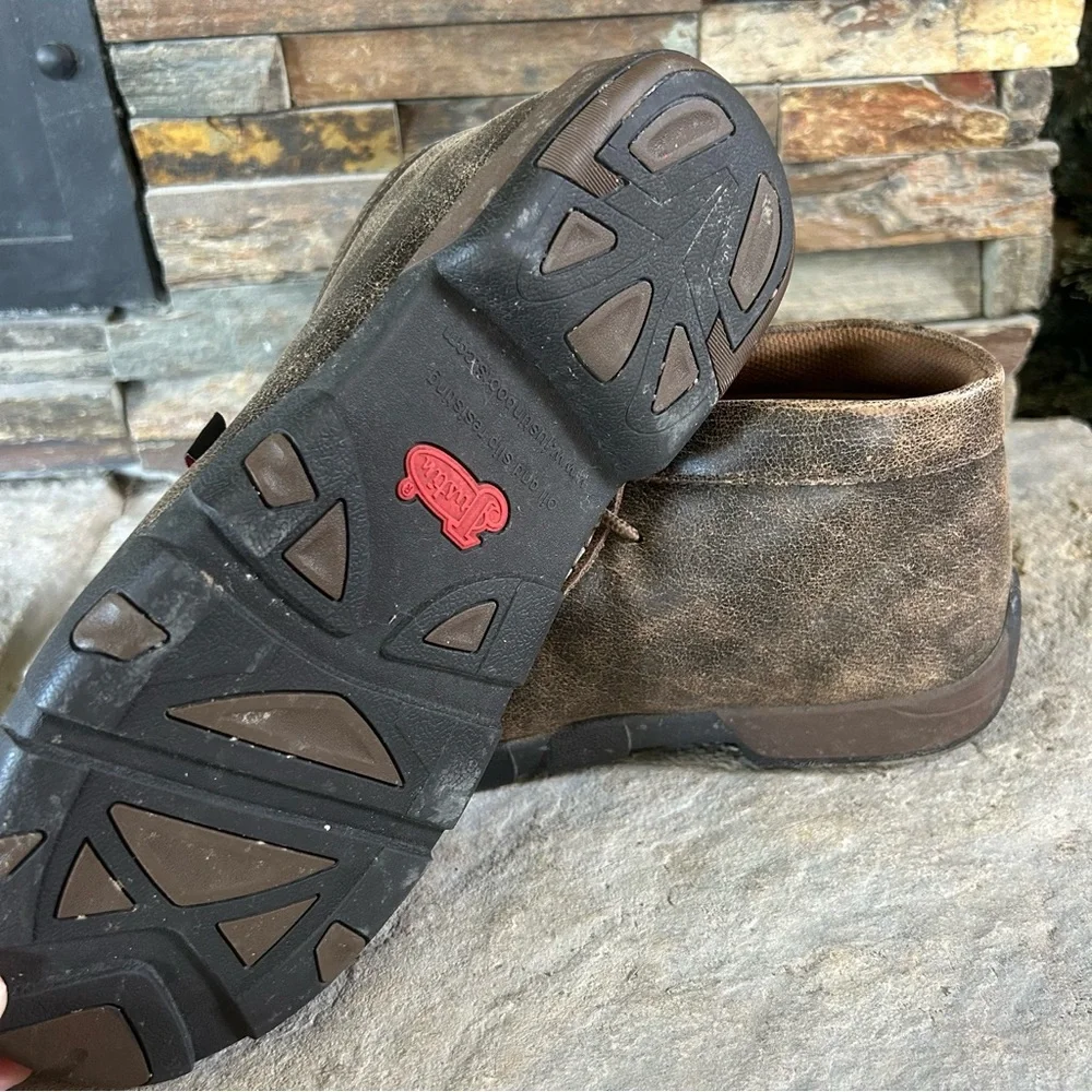 Justin Boots Brown Leather Driver Mocs Size 10.5‎